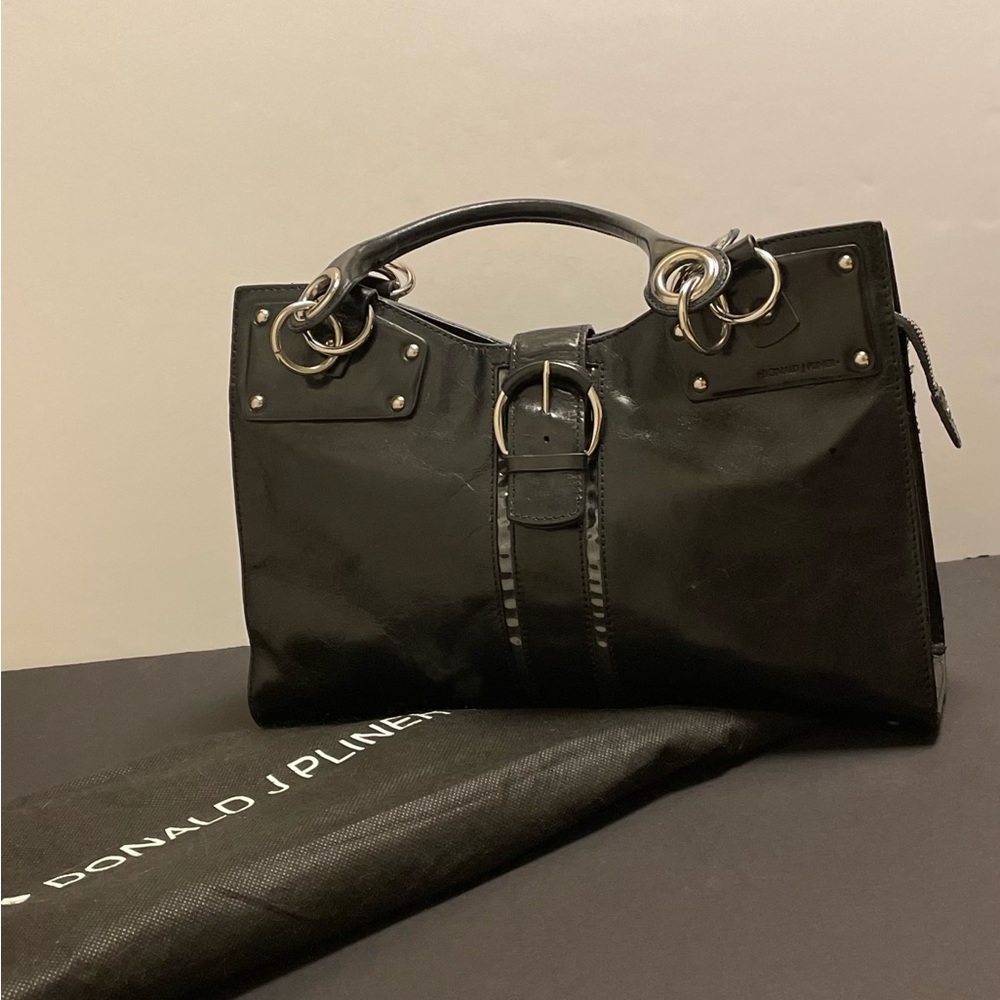 Donald Pliner Black Leather Shoulder Bag